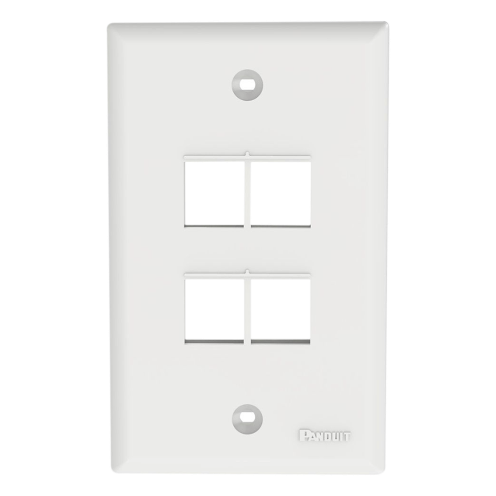 Placa de pared 4 puertos, keystone, blanco