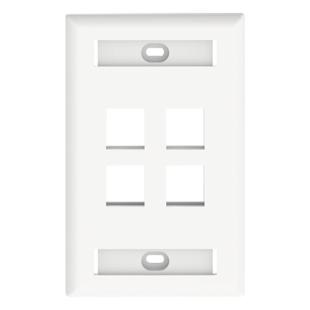 Placa de pared 4 puertos, keystone, blanco