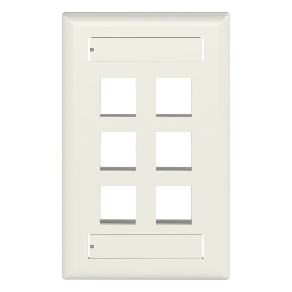 Placa de pared 6 puertos, keystone, blanco