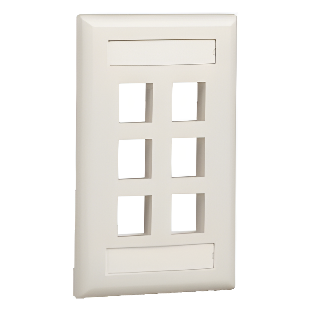 Placa de pared 6 puertos, keystone, blanco