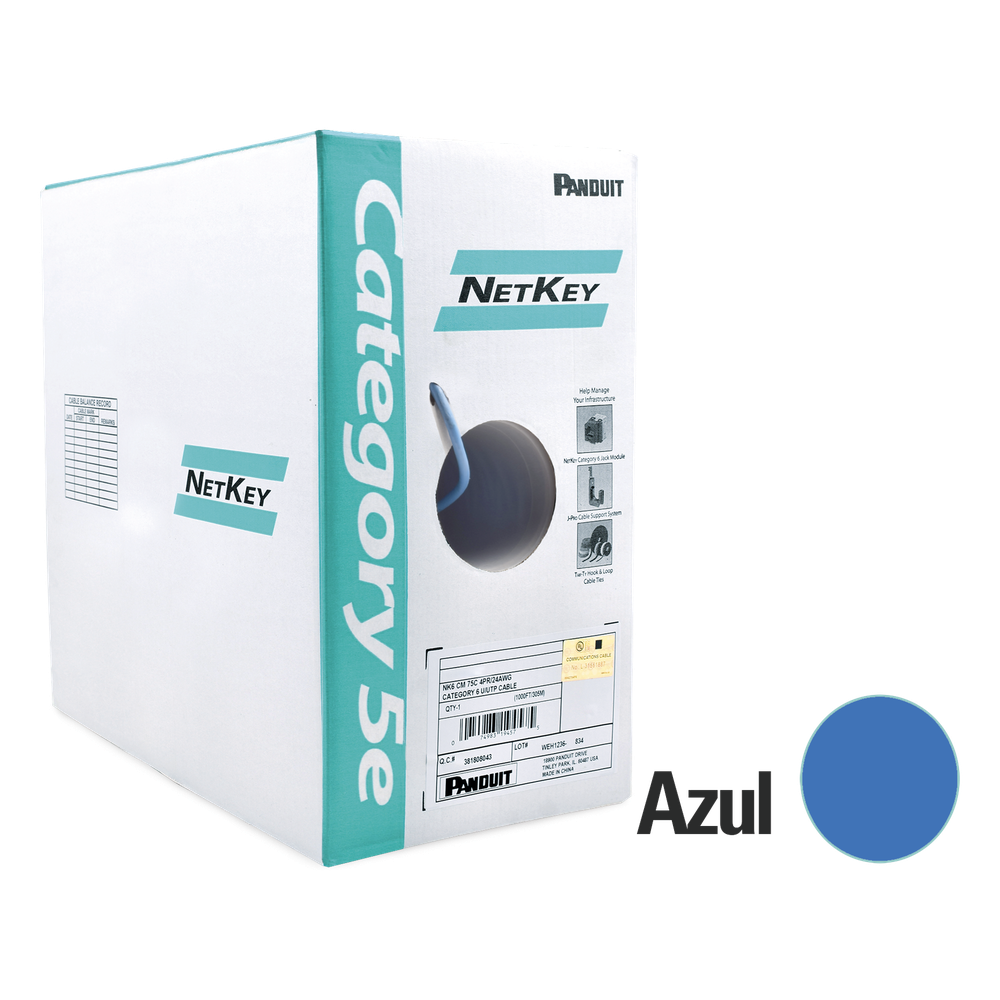 Bobina de cable Cat5e 305 m, UTP, 24 AWG, azul