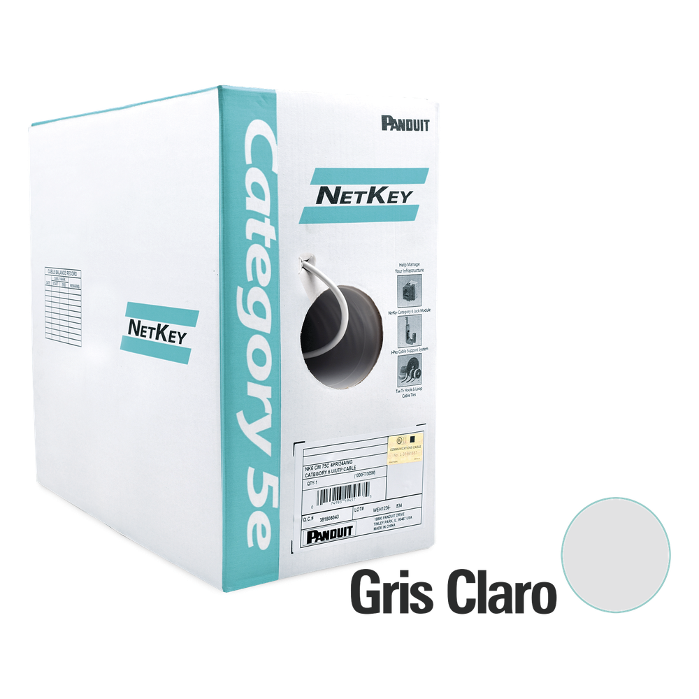 Bobina de cable Cat5e 305 m, UTP, 24 AWG, gris