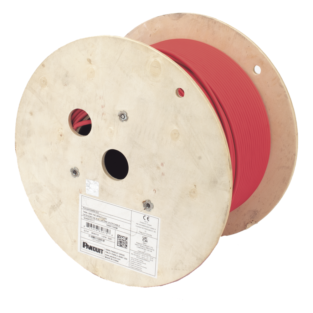 [PUL6AHD04RD-EG] Bobina de cable Cat6A 305 m, UTP, 23 AWG, rojo
