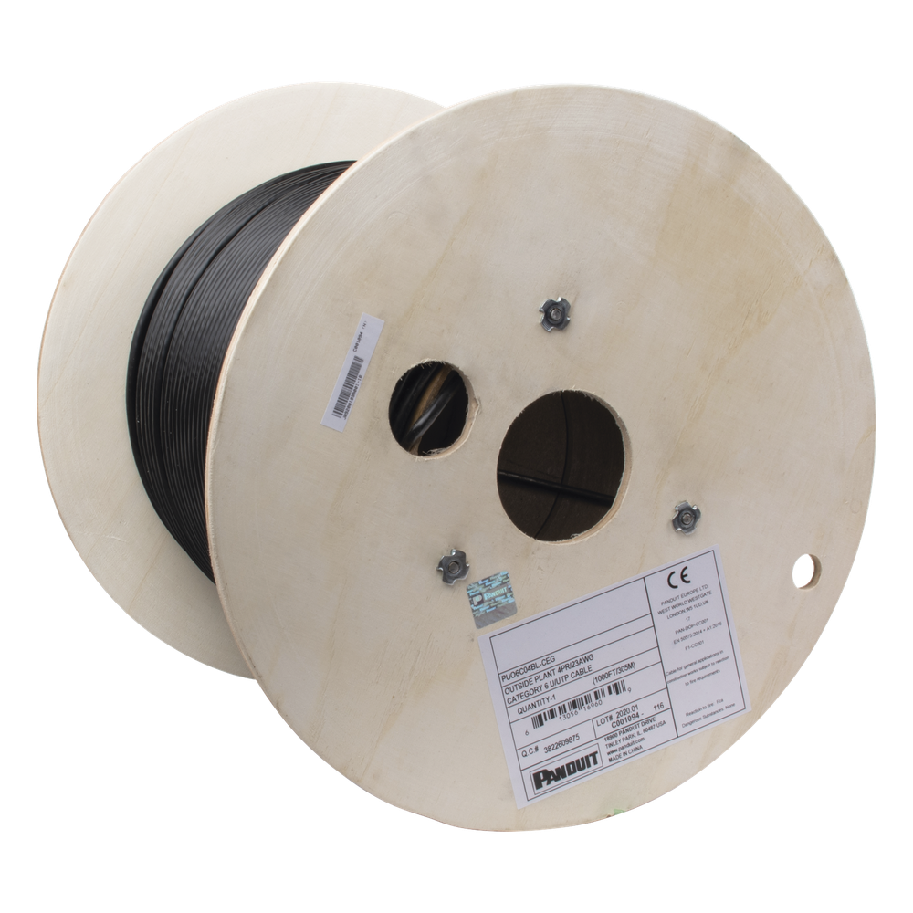 Bobina de cable Cat6 305 m, UTP, 23 AWG, negro