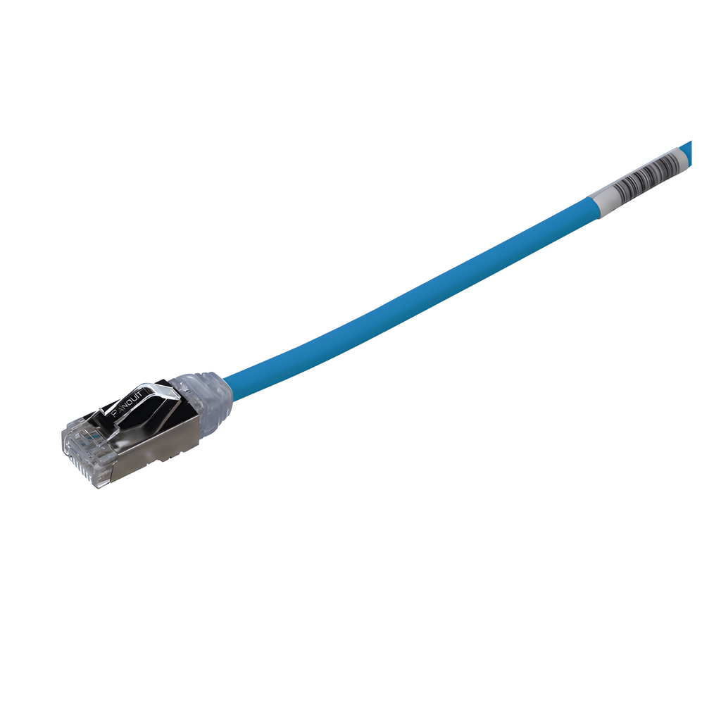Patch cord Cat6A S/FTP, 0.5 m, azul, 28 AWG