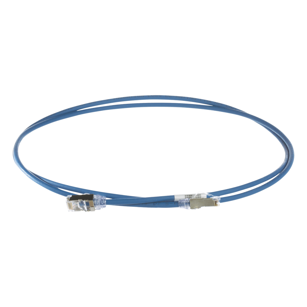 Patch cord Cat6A S/FTP, 15 m, azul, 28 AWG
