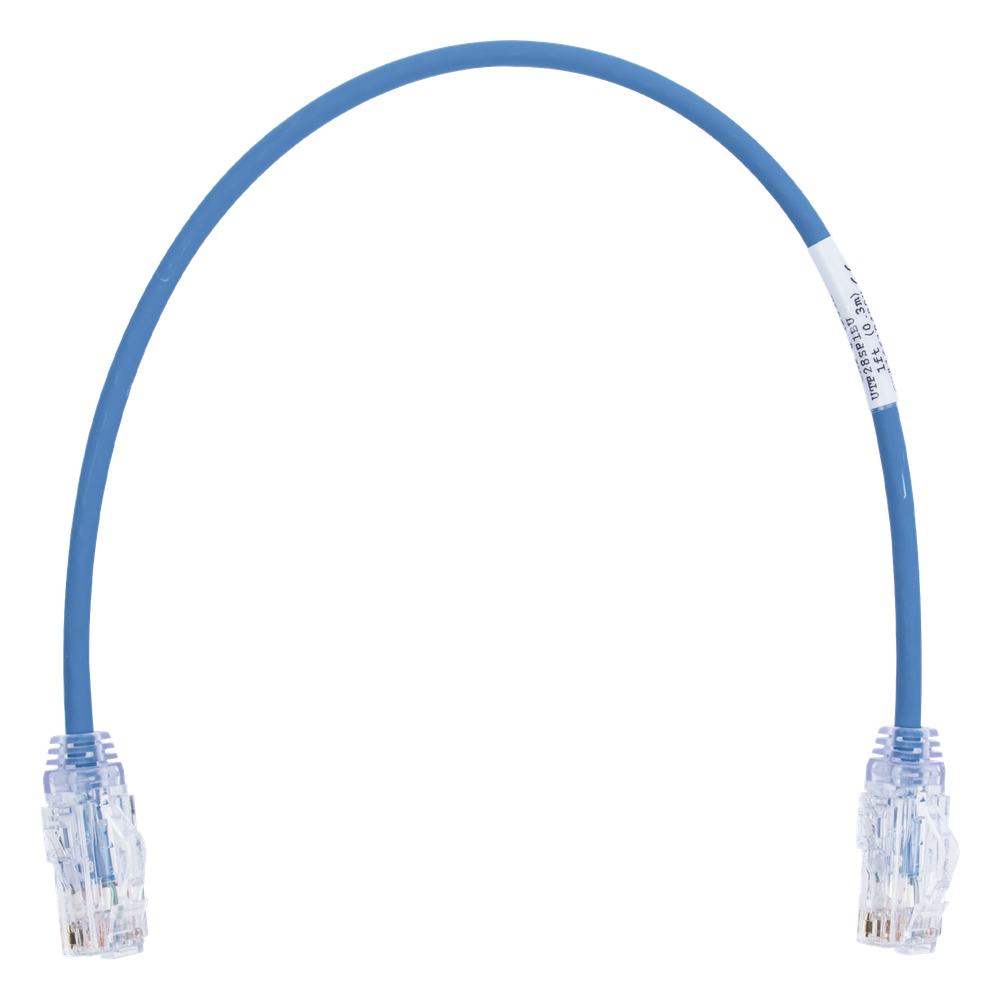 Patch cord Cat6 UTP, 0.3 m, azul, 28AWG