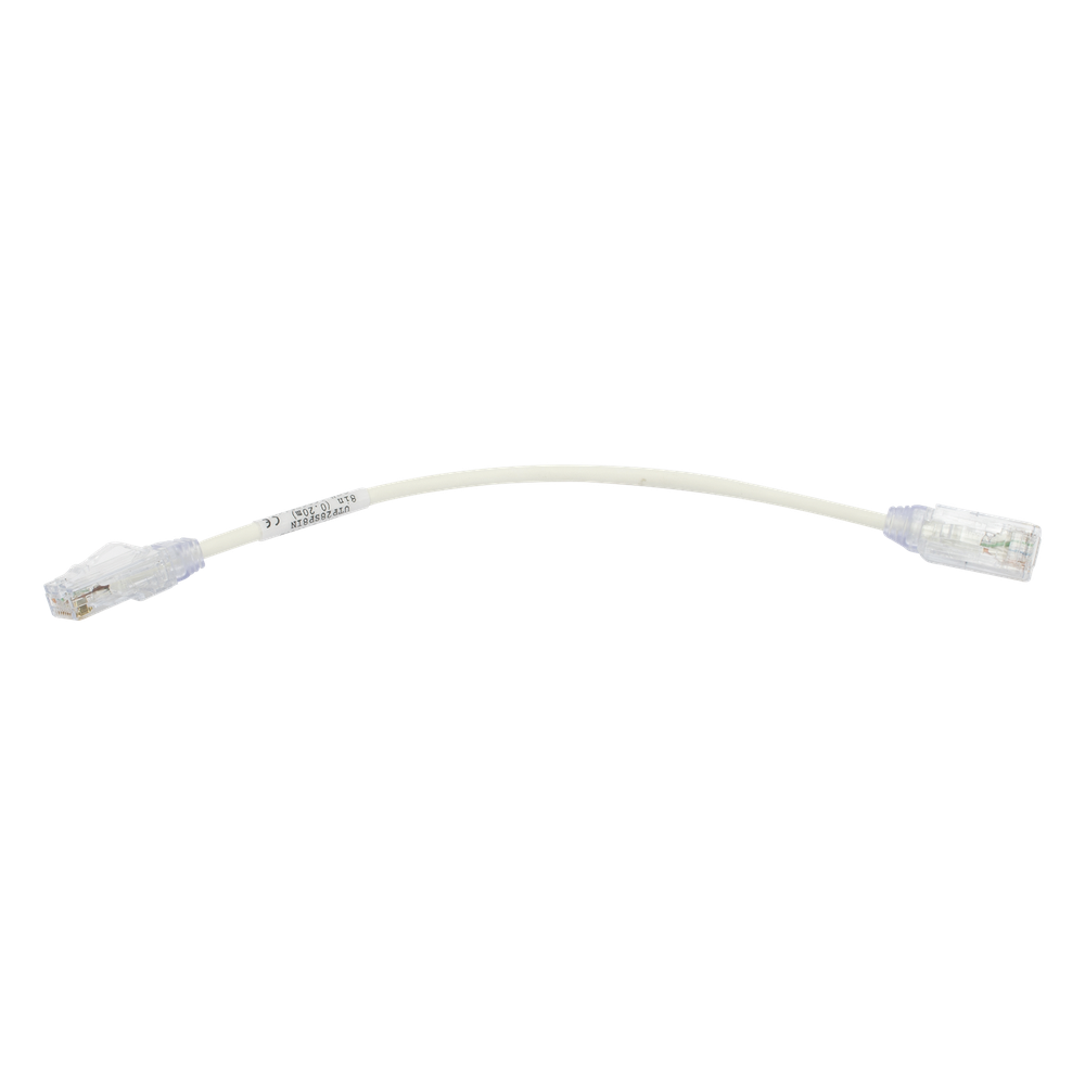 Patch cord Cat6 UTP, 20.32 cm, blanco, 28AWG