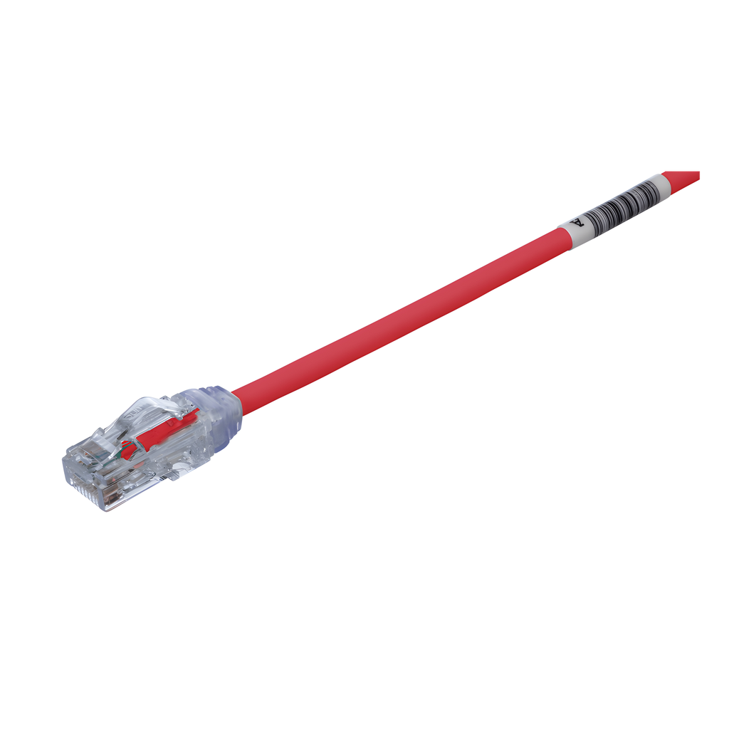 Patch cord Cat6A UTP, 20 cm, rojo, 28AWG, LSZH