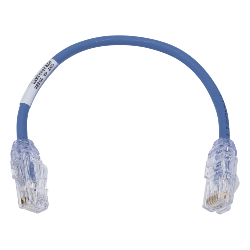Patch cord Cat6A UTP, 0.3 m, azul, 28AWG, LSZH