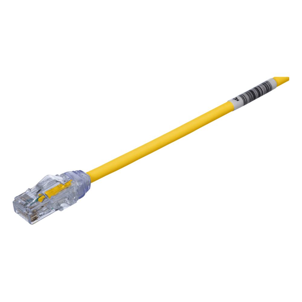 Patch cord Cat6A UTP, 0.61 m, amarillo, 28AWG, LSZH