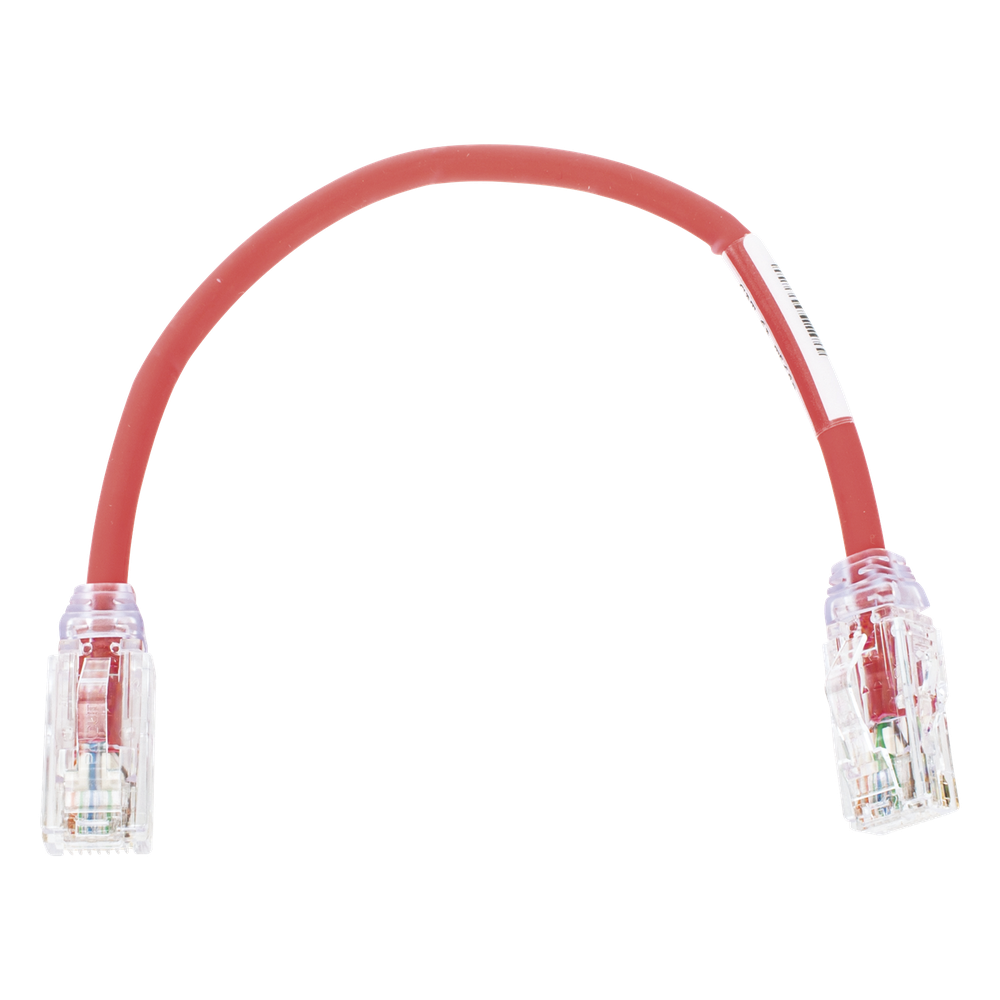 Patch cord Cat6A UTP, 20.3 cm, rojo, 28 AWG, LSZH