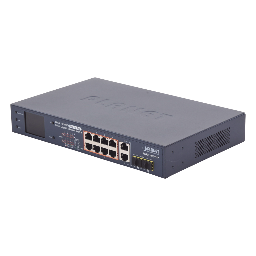 Switch 8 puertos, PoE+, Gigabit
