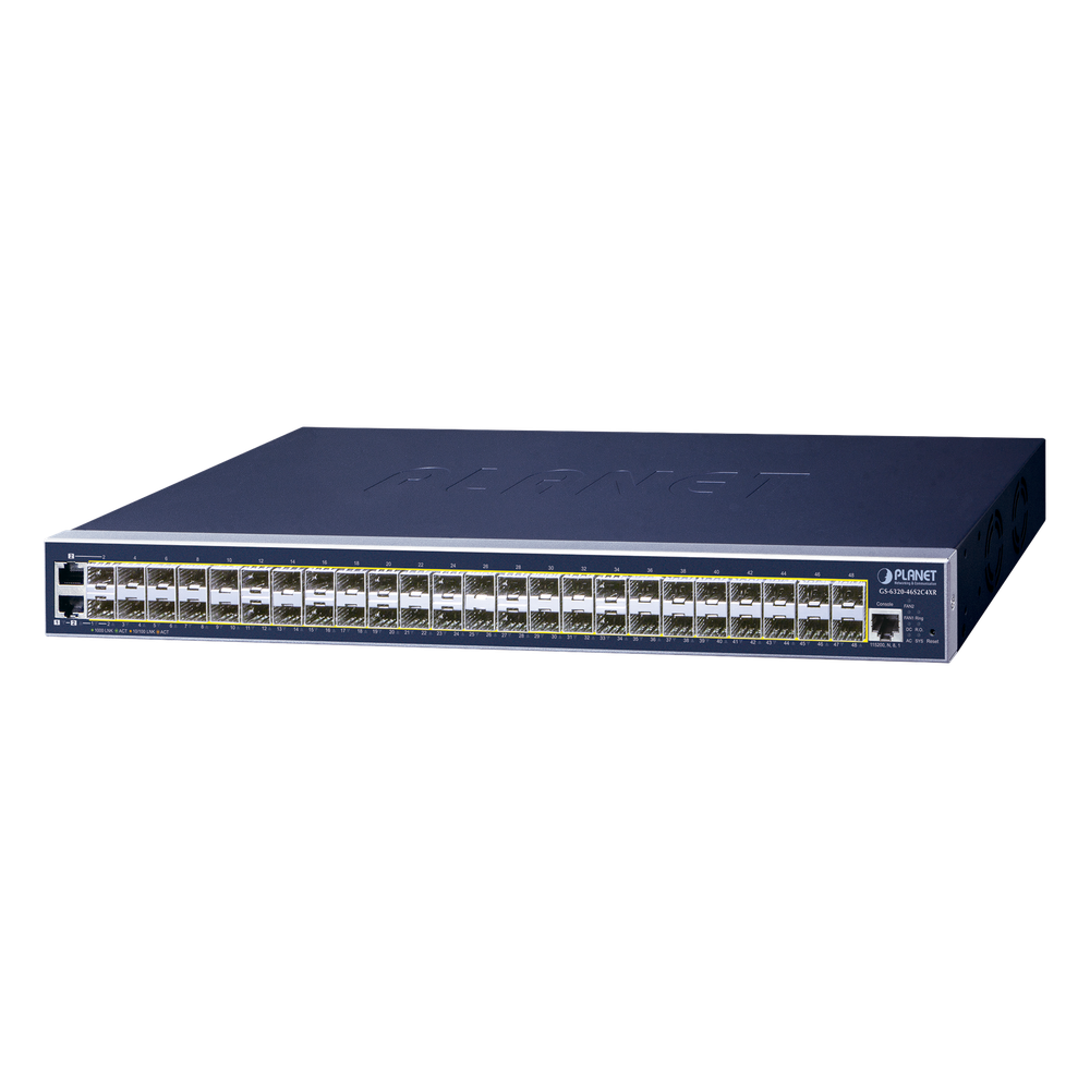 Switch Administrable L3, 46 puertos SFP, 2 puertos Combo TP / SFP, 4 puertos 10G SFP+