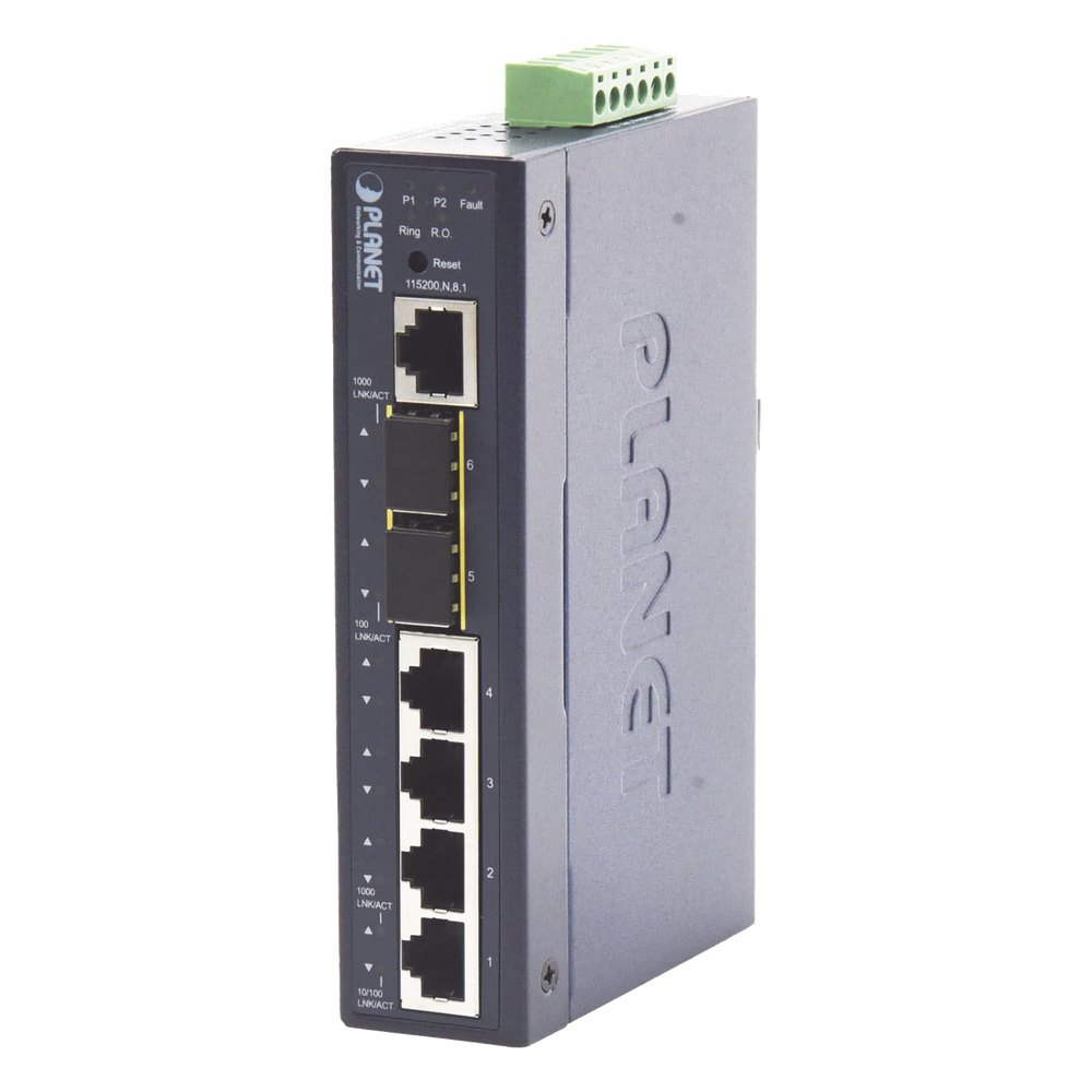 Switch Industrial Administrable Capa 2 con 4 Puertos 10 / 100 / 1000T y 2 Puertos SFP 1G / 2.5G