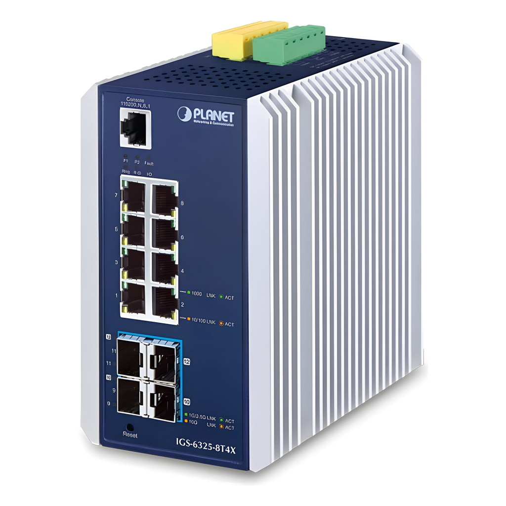 Switch industrial administrable 8 puertos, Gigabit, capa 3, 4 puertos SFP+