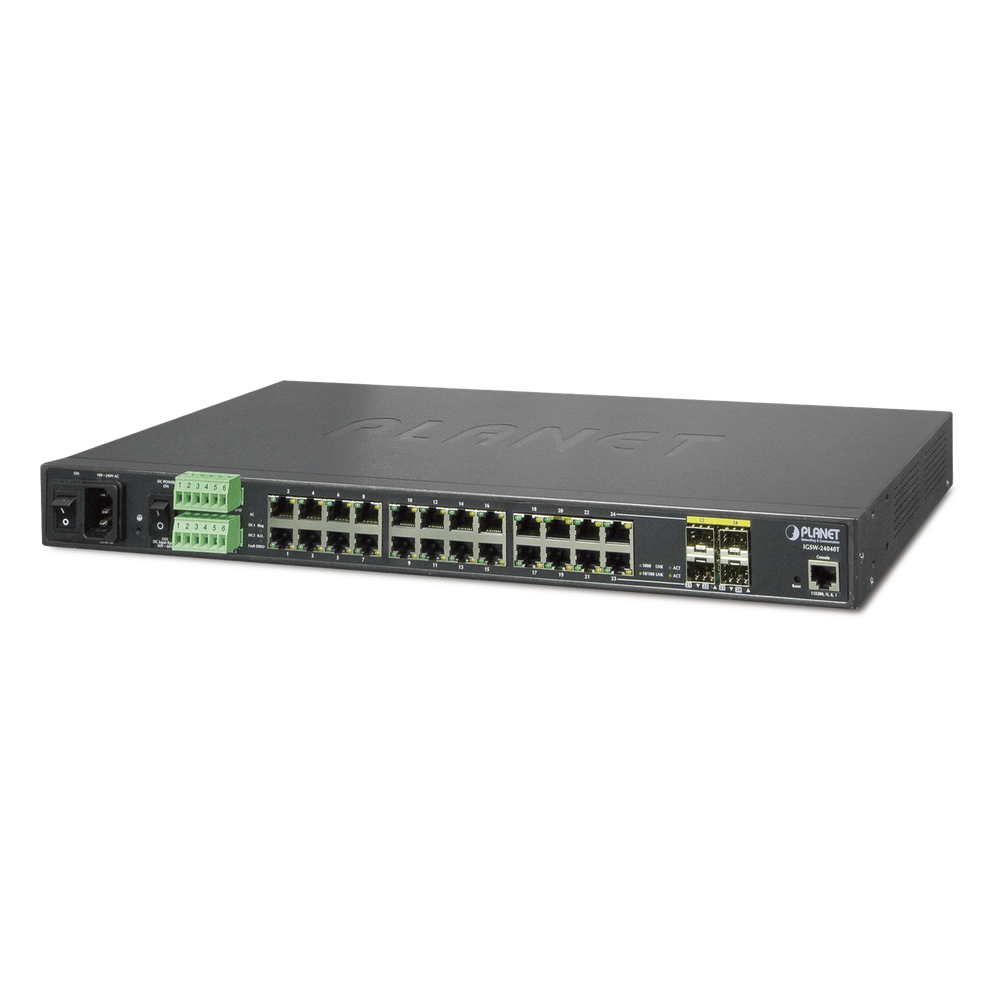 Switch industrial administrable 24 puertos, Gigabit, 4 puertos SFP
