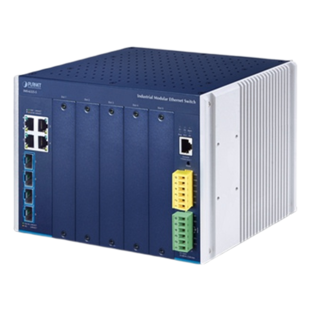 Switch industrial administrable 4 puertos, Gigabit, capa 3, 4 puertos SFP+