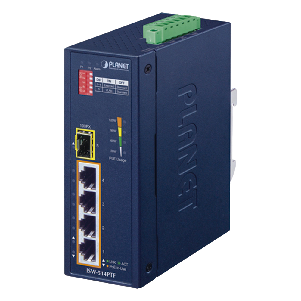 Switch industrial 4 puertos, PoE, 10/100 Mbps