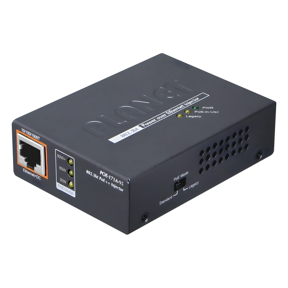 Inyector PoE 802.3af / at / bt, Hasta 95 Watts, Puerto Gigabit con Fuente Externa