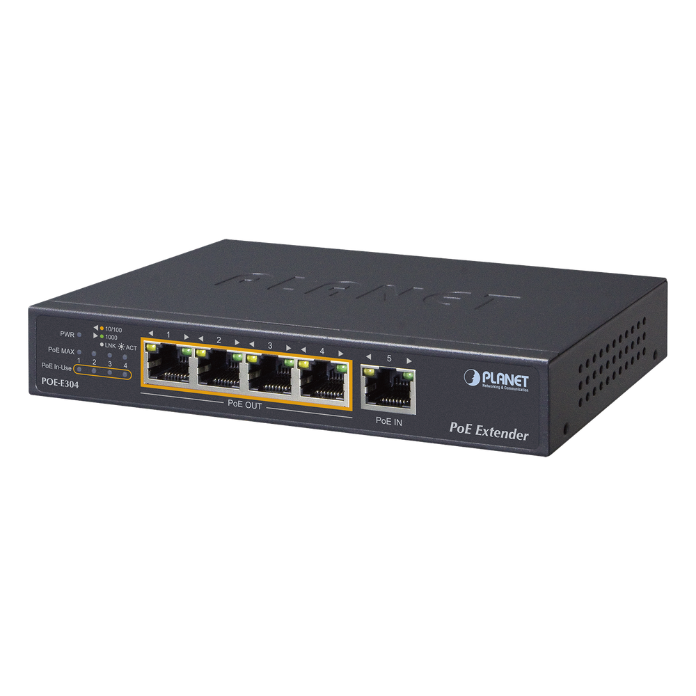 Extensor Ultra PoE de 65 Watts Con 4 Puertos Gigabit de Salida 802.3 af / at