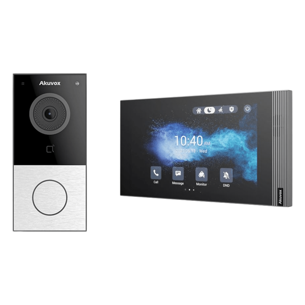 [KITAKUVOXWIFI/V2] Kit Akuvox WIFI E12W + S562W / 100% en la Nube / POE / Bluetooth / NFC / Lector de Tarjetas MIFARE / ONVIF / IP65 / Cámara 2 MP / Botón con Iluminación / Control de 1 Puerta / Entradas de Alarma