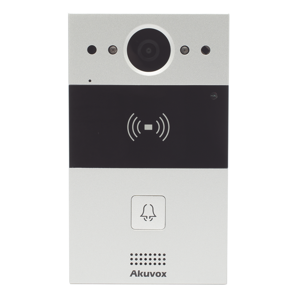 [R20A] Videoportero de 1 Botón / Lector de Tarjetas MIFARE y PROX EM / Notificación a APP / 100% en la Nube / Notificación por Llamada Telefónica / SIP / ONVIF / IP65 / Cámara 2MP / Panel de Aluminio / Control de 2 Puertas