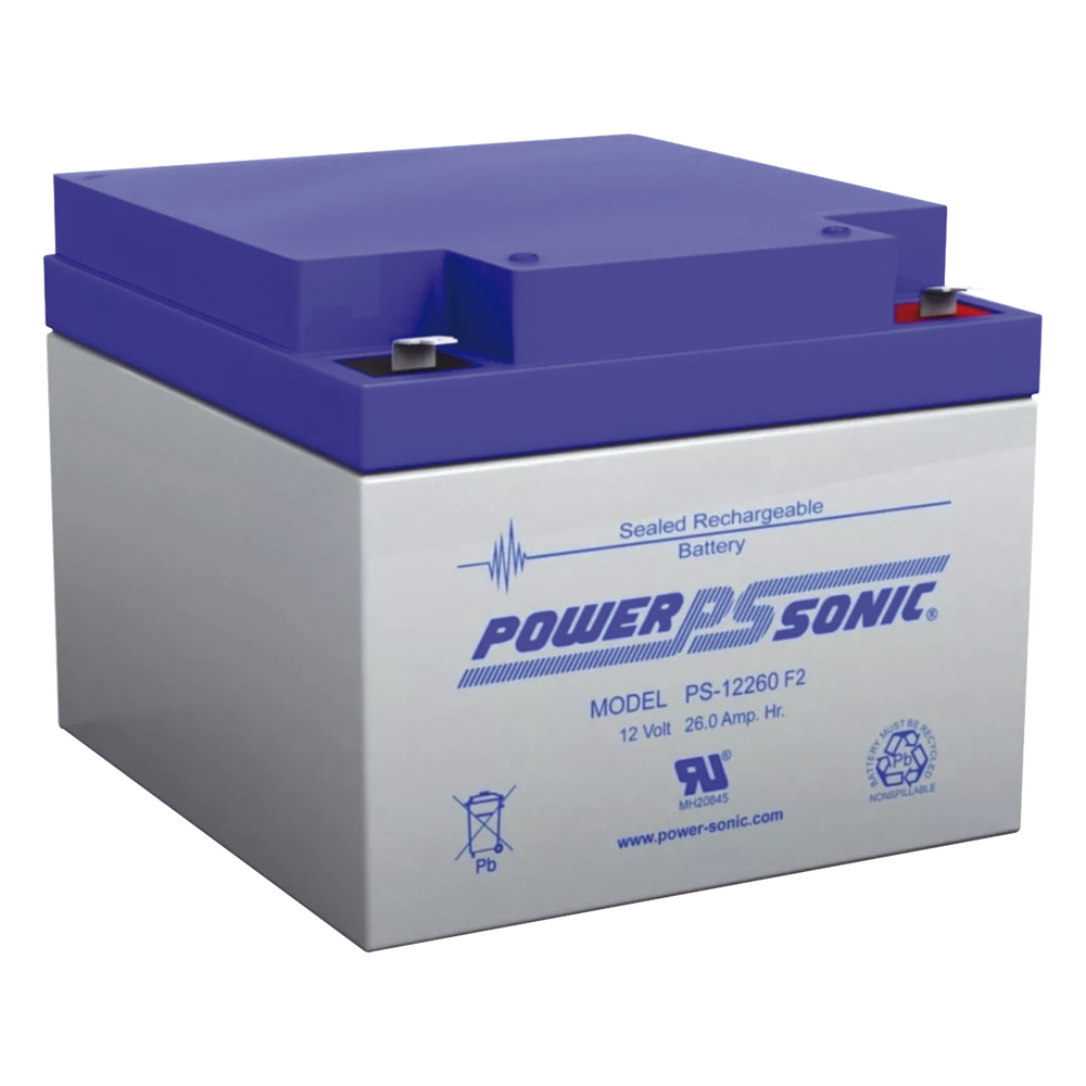 [PS-12260-F2] Batería 12V, 26AH, Para Respaldo, Tecnologías AGM / VRLA, 5 Años Vida Útil, Terminales F2, Reconocida UL