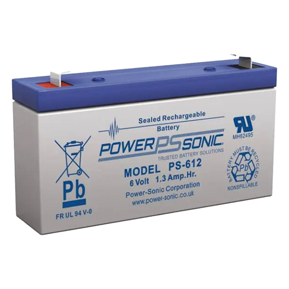 [PS612-F1] Batería 6V, 1.2AH, Para Respaldo, Tecnologías AGM / VRLA, 5 Años Vida Útil, Terminales F1, Reconocida UL