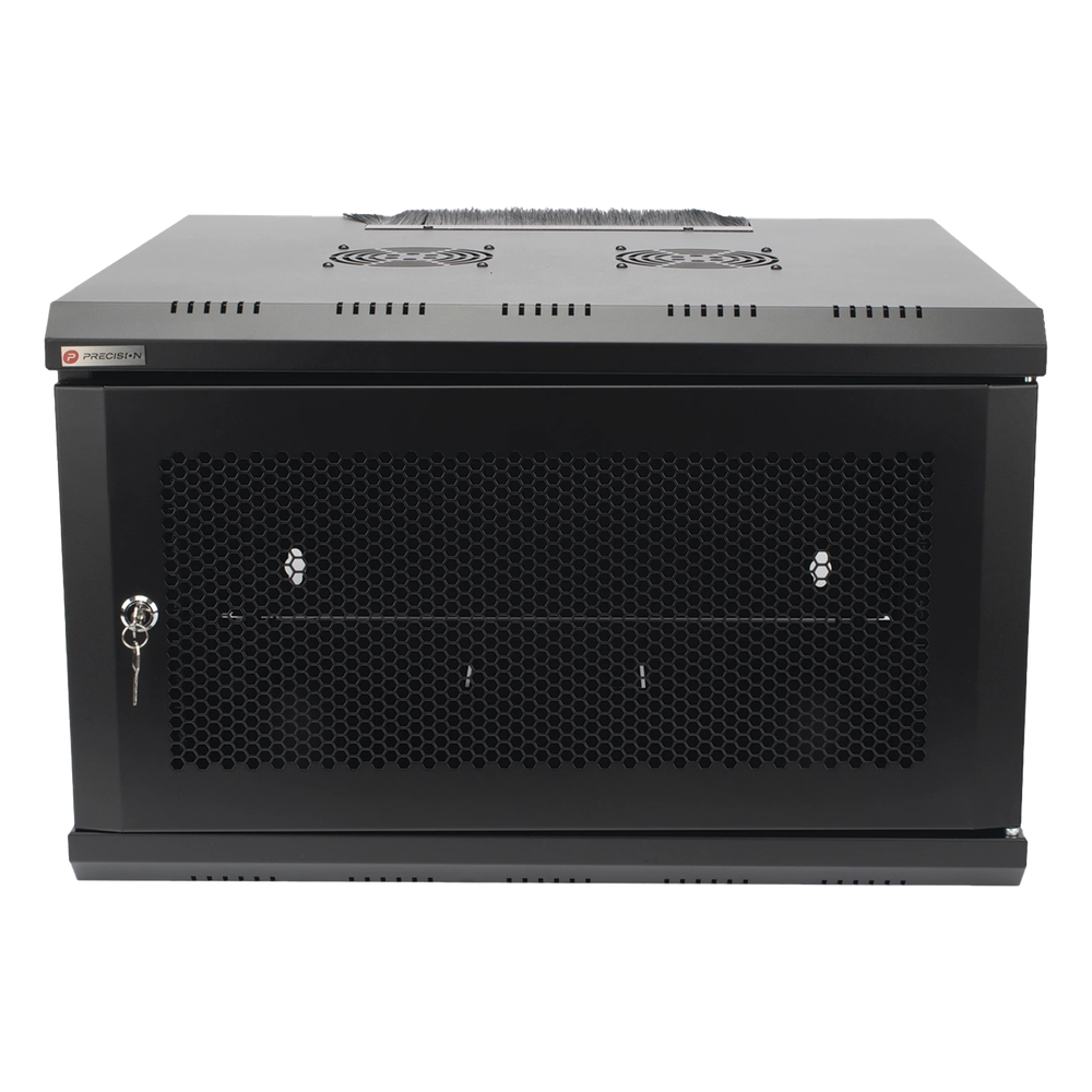 [PS06550DU] Gabinete de Pared 19 Pulgadas / 6U / 600 x 550 x 368 mm (23.6 x 21.7 x 14.5 in) / Acero SPCC RAL 9004 / Carga Estática 60 kg / IP20 Interior / Ventiladores CA / Panel Cepillo para Cables