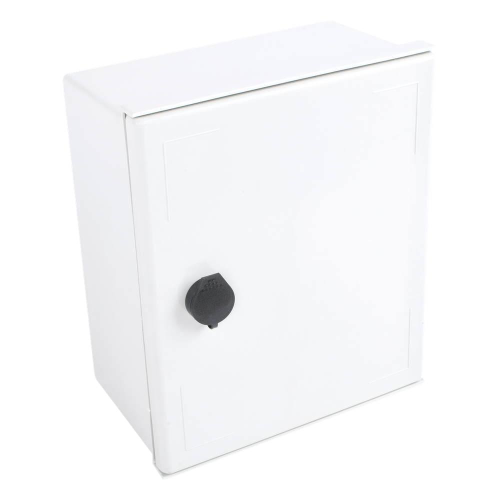 Gabinete de Poliéster IP65 Uso en Intemperie (250 x 300 x 140 mm) con Placa Trasera Interior de Plástico (Incluye Chapa y Llave)