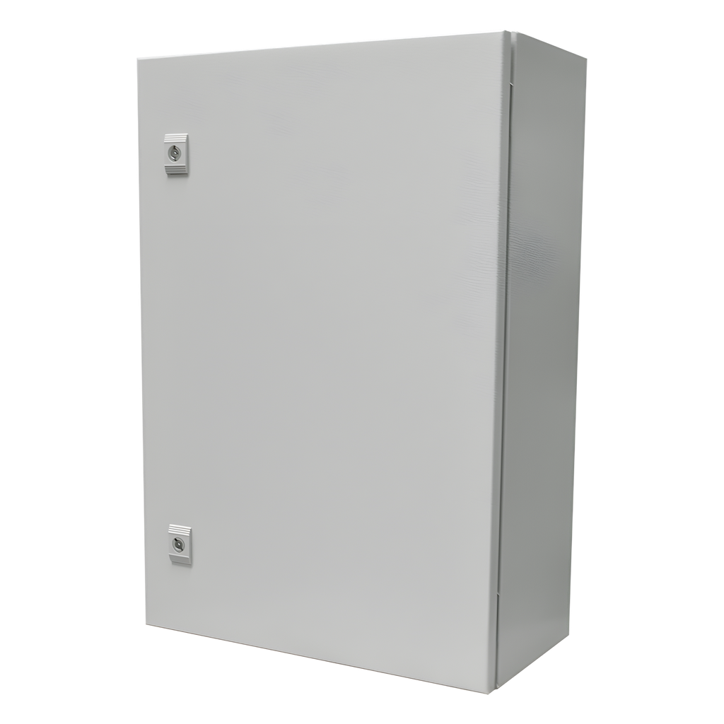 Gabinete de Acero IP66 Uso en Intemperie (500 x 700 x 250 mm) con Placa Trasera Interior Metálica y Compuerta Inferior Atornillable (Incluye Chapa y Llave T)