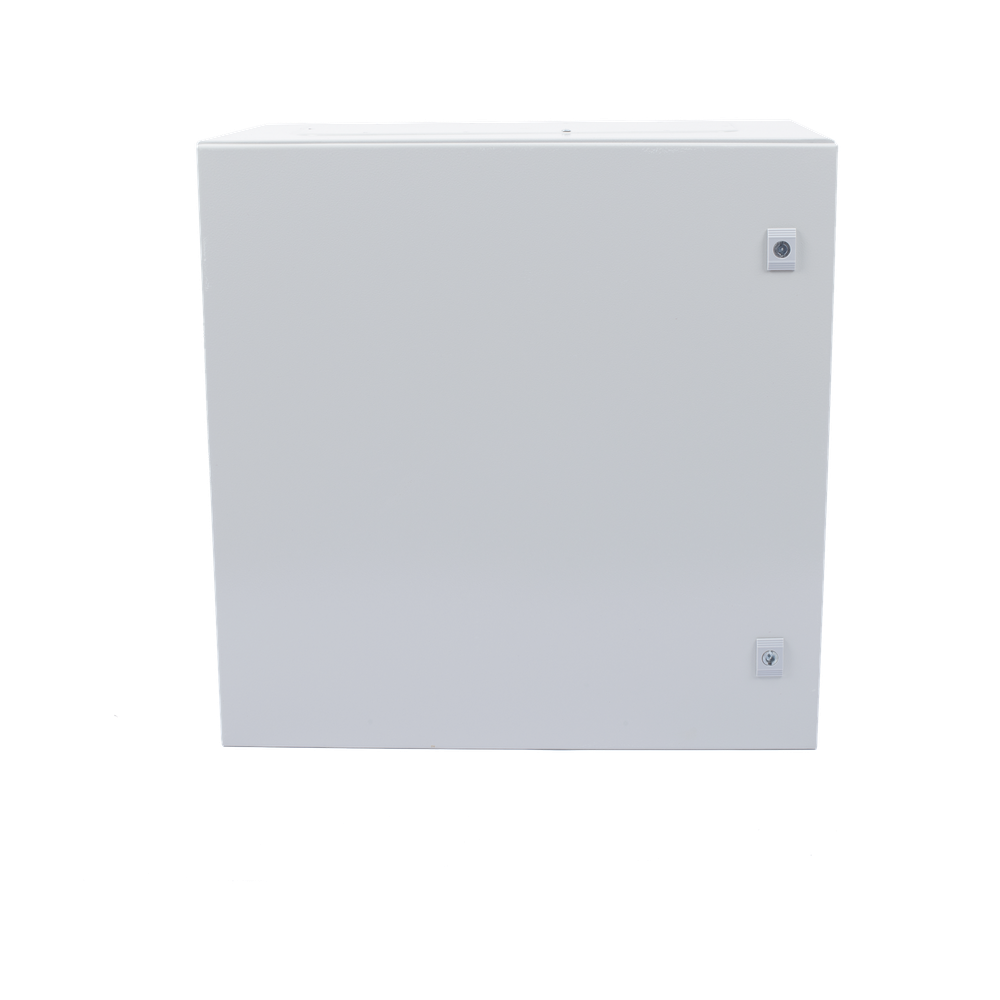 Gabinete de Acero IP66 Uso en Intemperie (600 x 600 x 300 mm) con Placa Trasera Interior Metálica y Compuerta Inferior Atornillable (Incluye Chapa y Llave T)