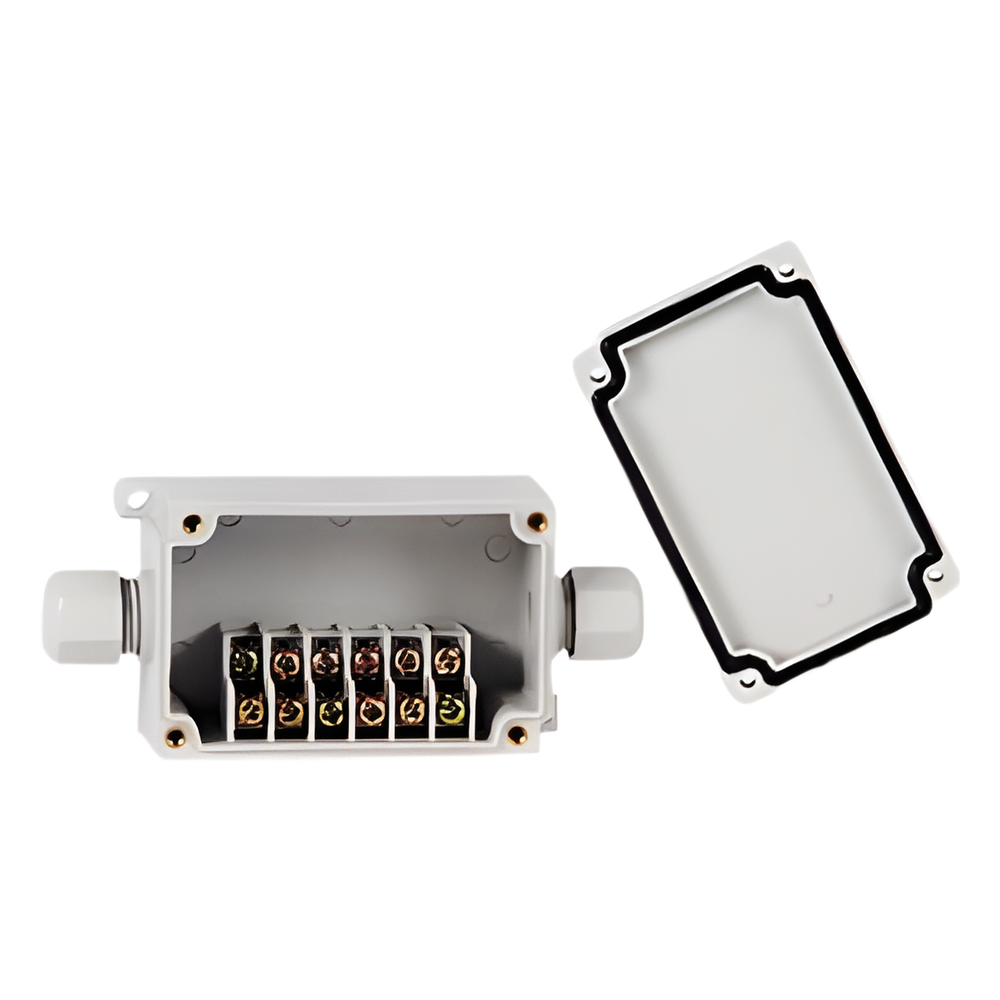 Caja de Conexión Exterior con Conexión Lateral para 6 Líneas (doble tornillo). Incluye Glándulas