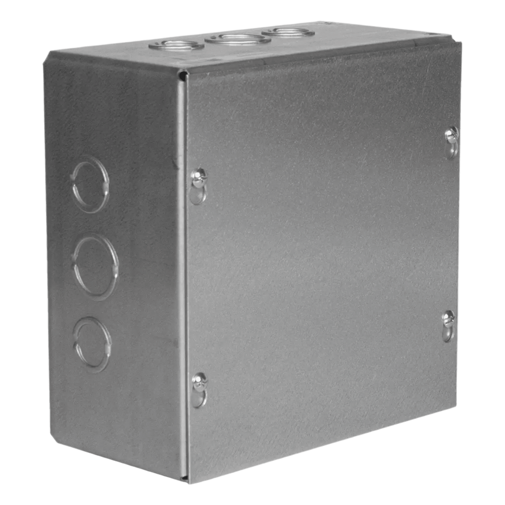 Caja Extra Grande 12"x12"x 4" / Profundidad 4" / Entradas Laterales - Finales 2 Entradas de 1 / 2"- 3 / 4", 2 Entradas de 3 / 4" - 1" y 2 Entradas de 1"- 1 1 / 4" / Incluye tapa
