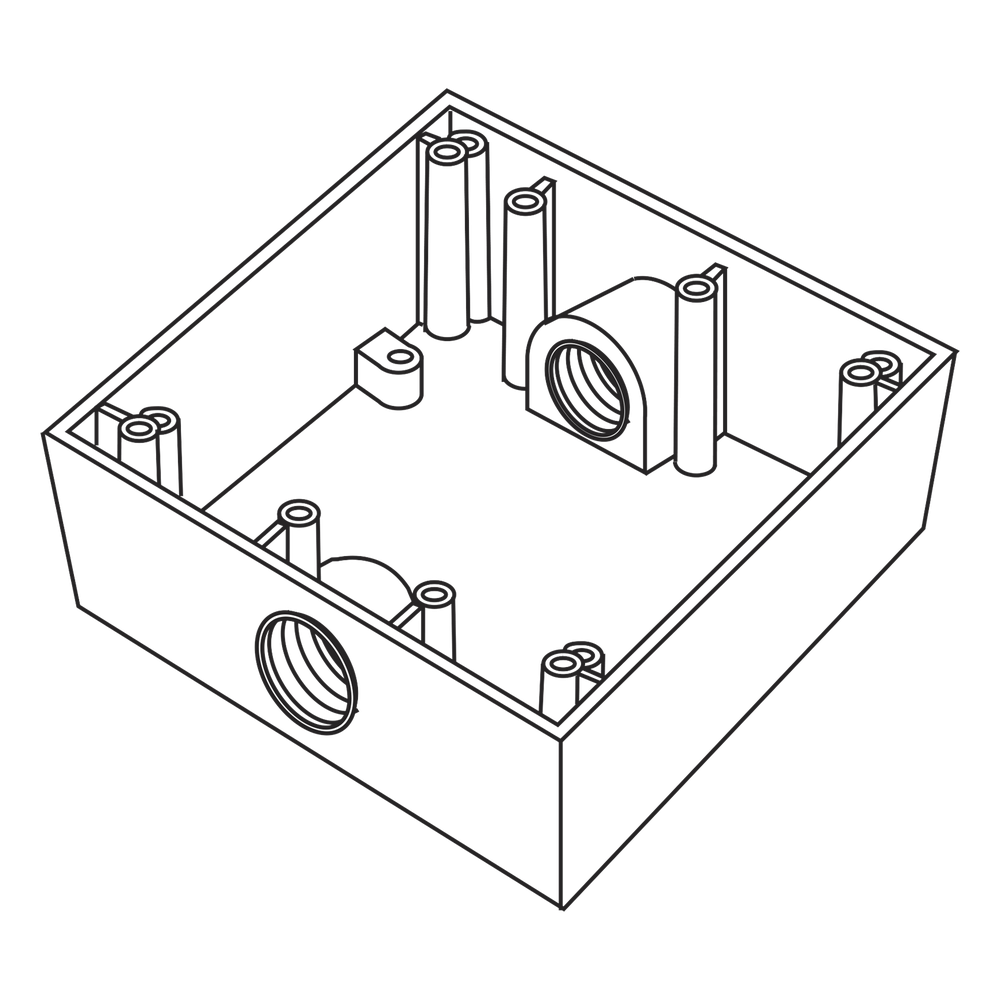 Caja Cuadra de 3 / 4" a Prueba de Intemperie / Cuenta con 2 salidas