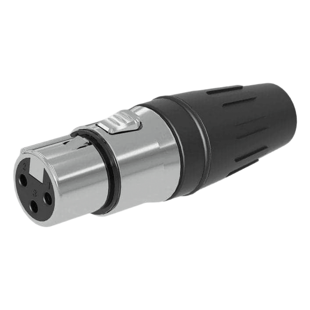[SCHF3] Conector hembra XLR de 3 núcleos con carcasa de acero inoxidable