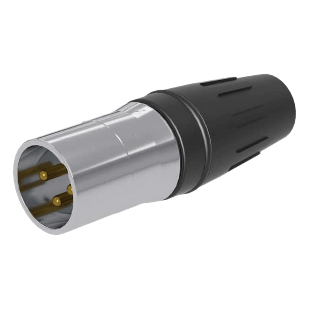 Conector macho xlr de 3 núcleos con carcasa de acero inoxidable