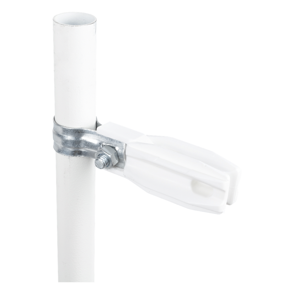 Aislador de Paso o Esquina blanco con Abrazadera 1"