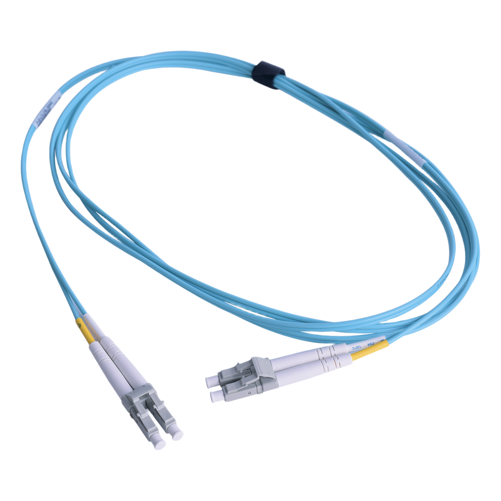 Jumper de fibra óptica OM3, LC-LC, dúplex, 1 m, aqua