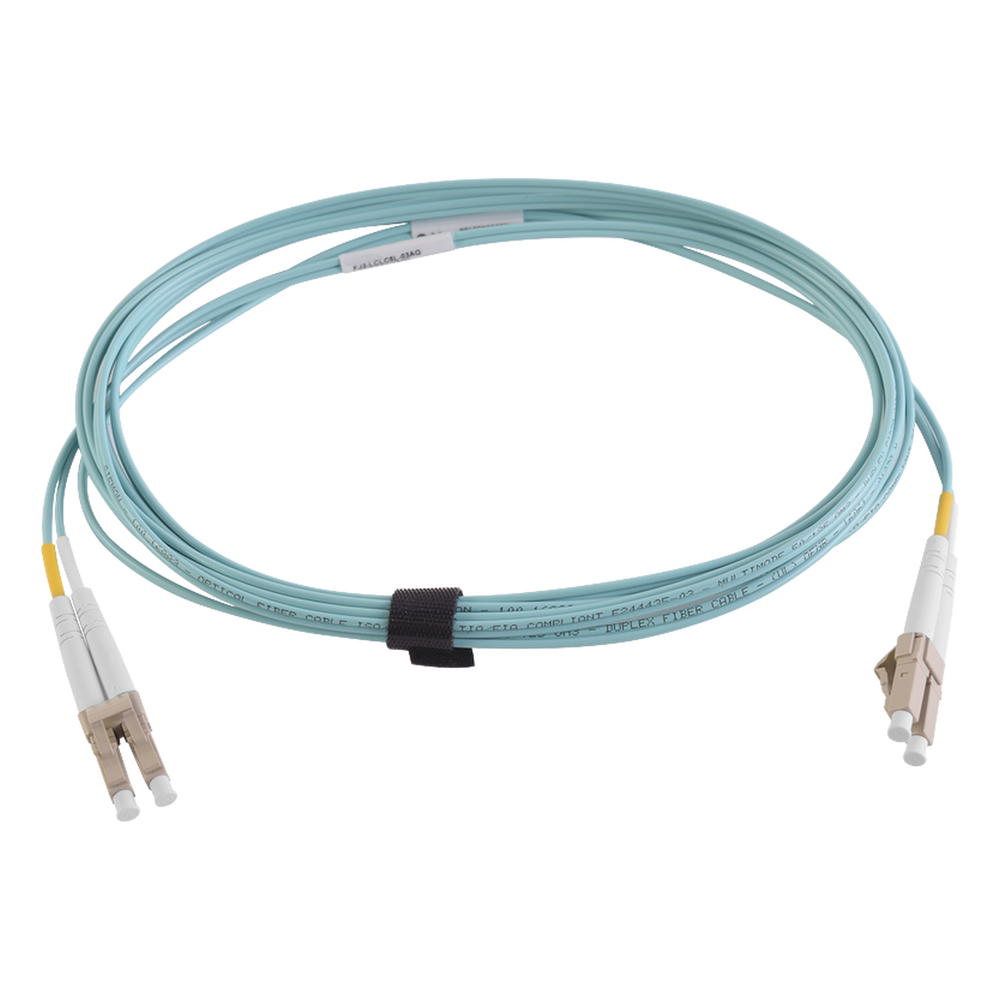 Jumper de fibra óptica OM4, LC-LC, dúplex, 2 m, aqua