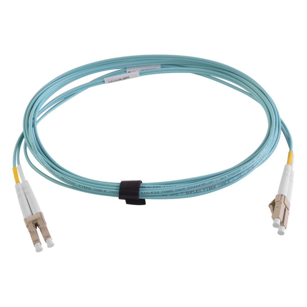 Jumper de fibra óptica OM4, LC-LC, dúplex, 3 m, aqua