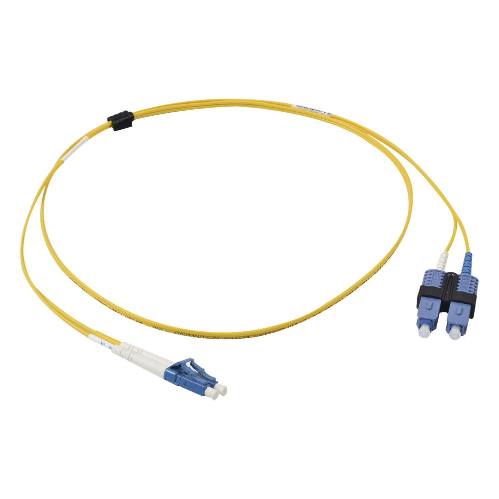 Jumper de fibra óptica monomodo, LC/UPC-SC/UPC, dúplex, 1 m, amarillo
