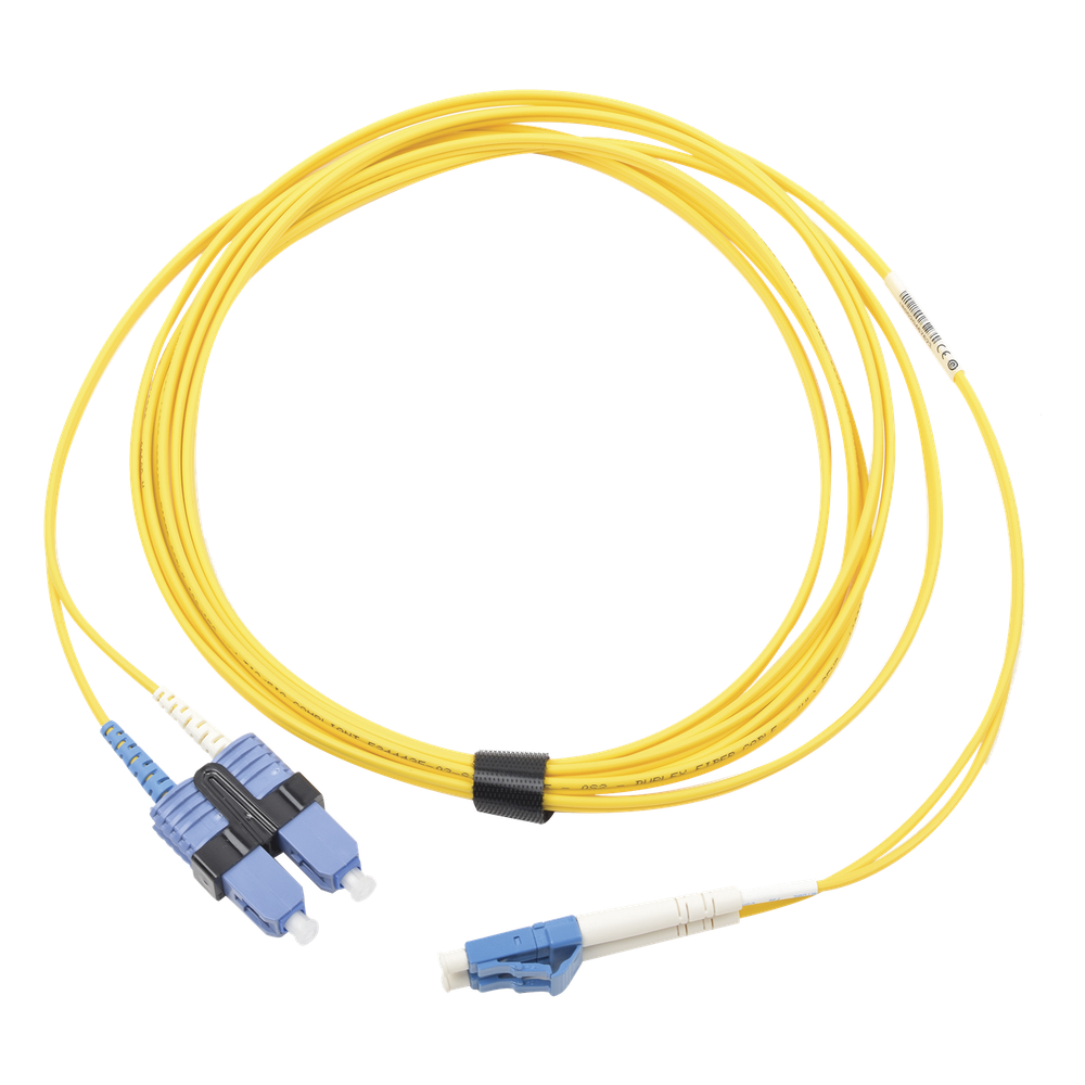 Jumper de fibra óptica monomodo, LC/UPC-SC/UPC, dúplex, 7 m, amarillo