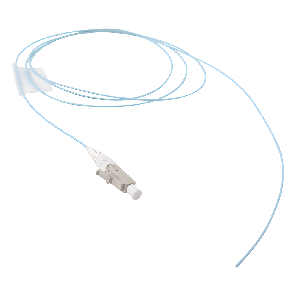 Pigtail de fibra óptica OM3, simplex, 1 m, aqua
