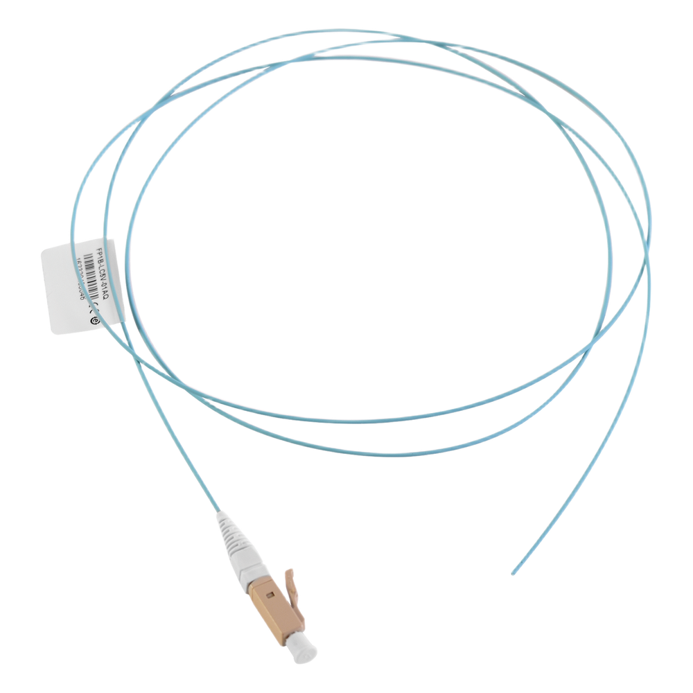 Pigtail de fibra óptica OM3, simplex, 1 m, aqua