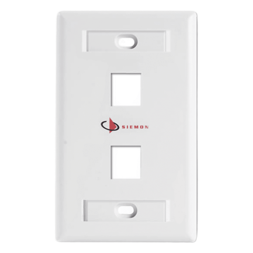 Placa de pared 2 Salidas, keystone, blanco