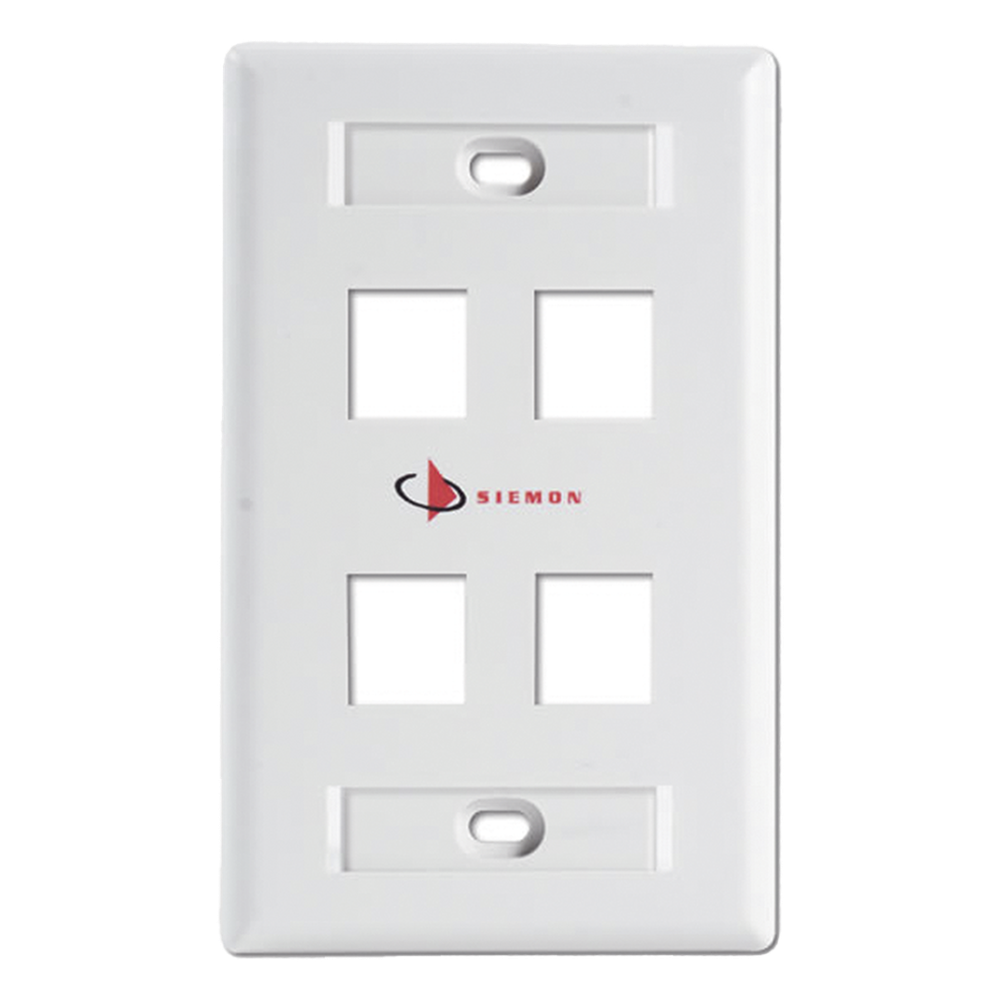 Placa de pared 4 Salidas, keystone, blanco
