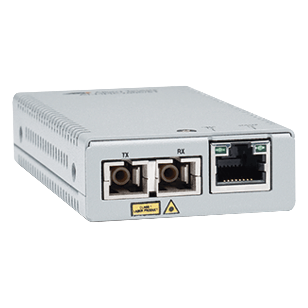 [AT-MMC2000/SC-960] Convertidor de medios Gigabit Ethernet a fibra óptica, conector SC, multimodo (MMF), distancia de 220 hasta 500 m, con fuente de alimentación multi-región