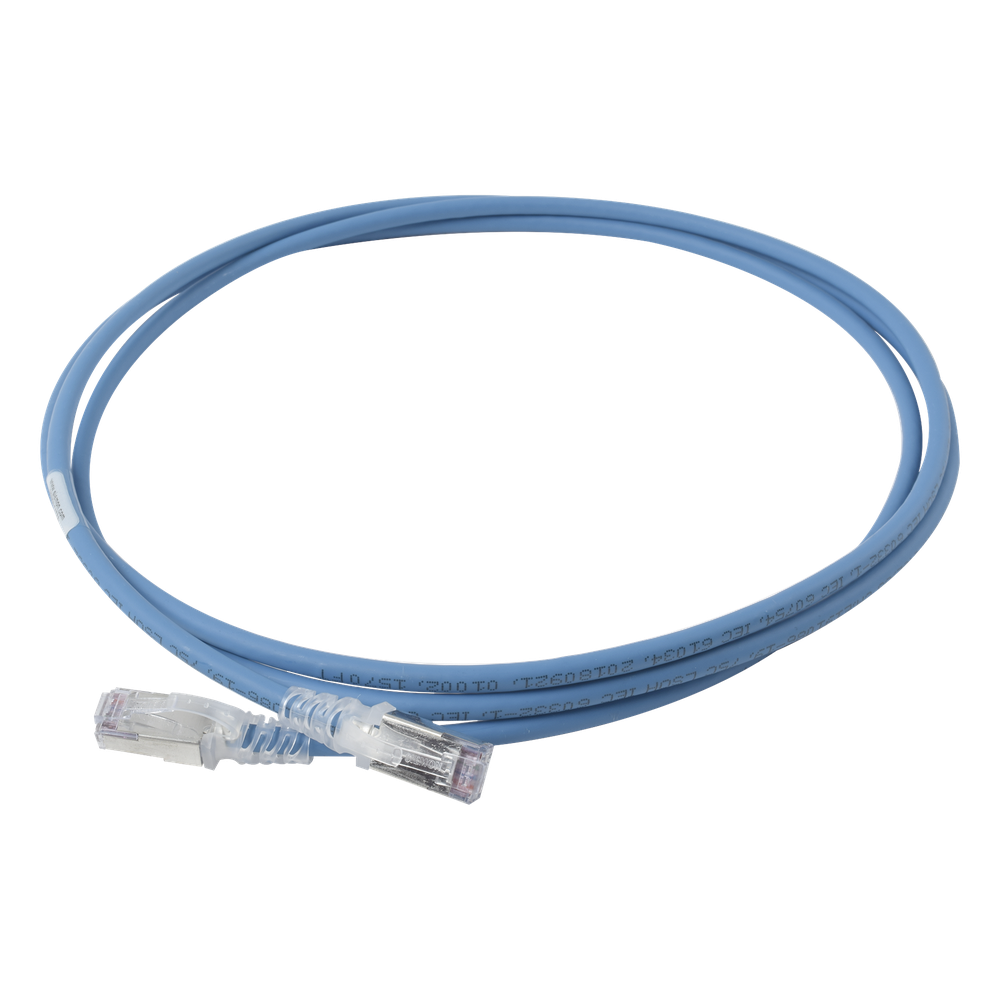 Patch cord Cat6A S/FTP, 2.13 m, azul, 28 AWG